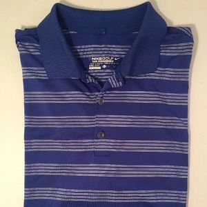 Nike Golf Polo Striped Shirt Blue